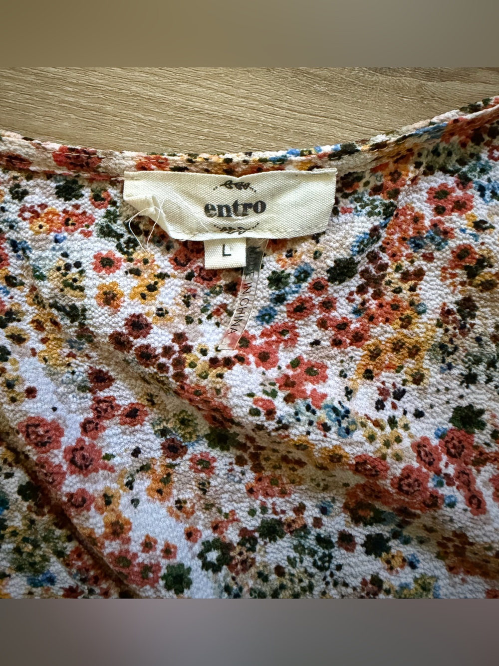 ENTRO Floral Crochet Trim Peplum Tunic Blouse EUC - Picture 5 of 6